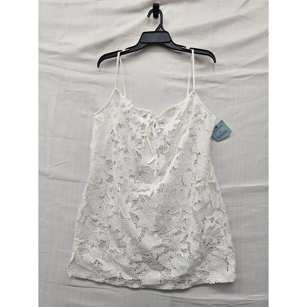 Shade & Shore Womens Lace Swim Cover Up Top Off-White Polyester Casual Size XL